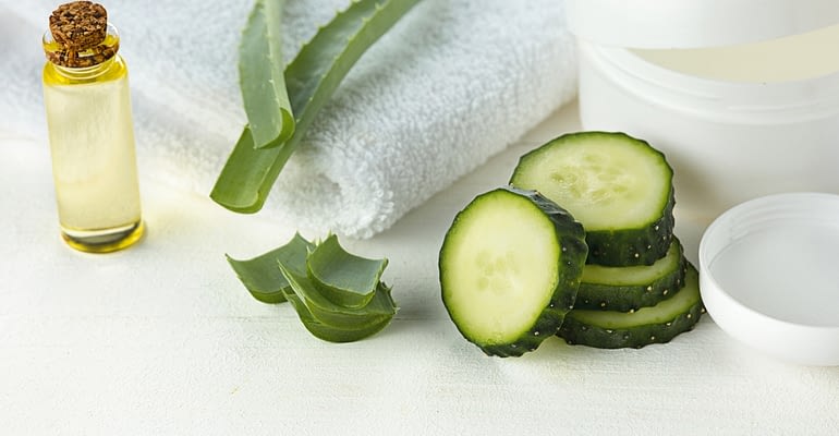 Cucumber and aloe cosmetic cream face, skin and body care hygiene moisture lotion